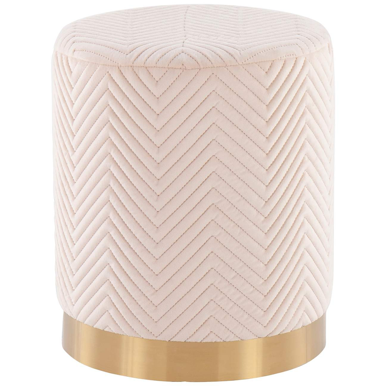 Marla Cream Chevron Velvet Fabric Ottoman | Lamps Plus