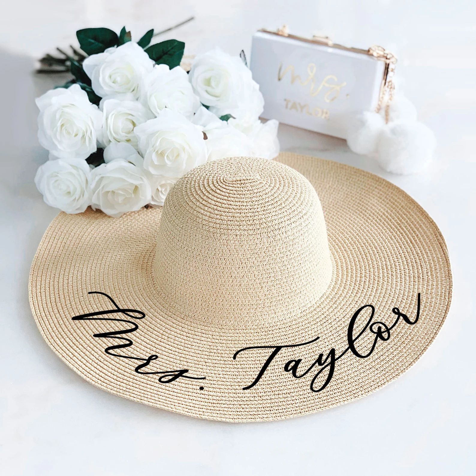 Floppy Beach Hat Personalized Bride Hat Floppy Hat With Name | Etsy | Etsy (US)