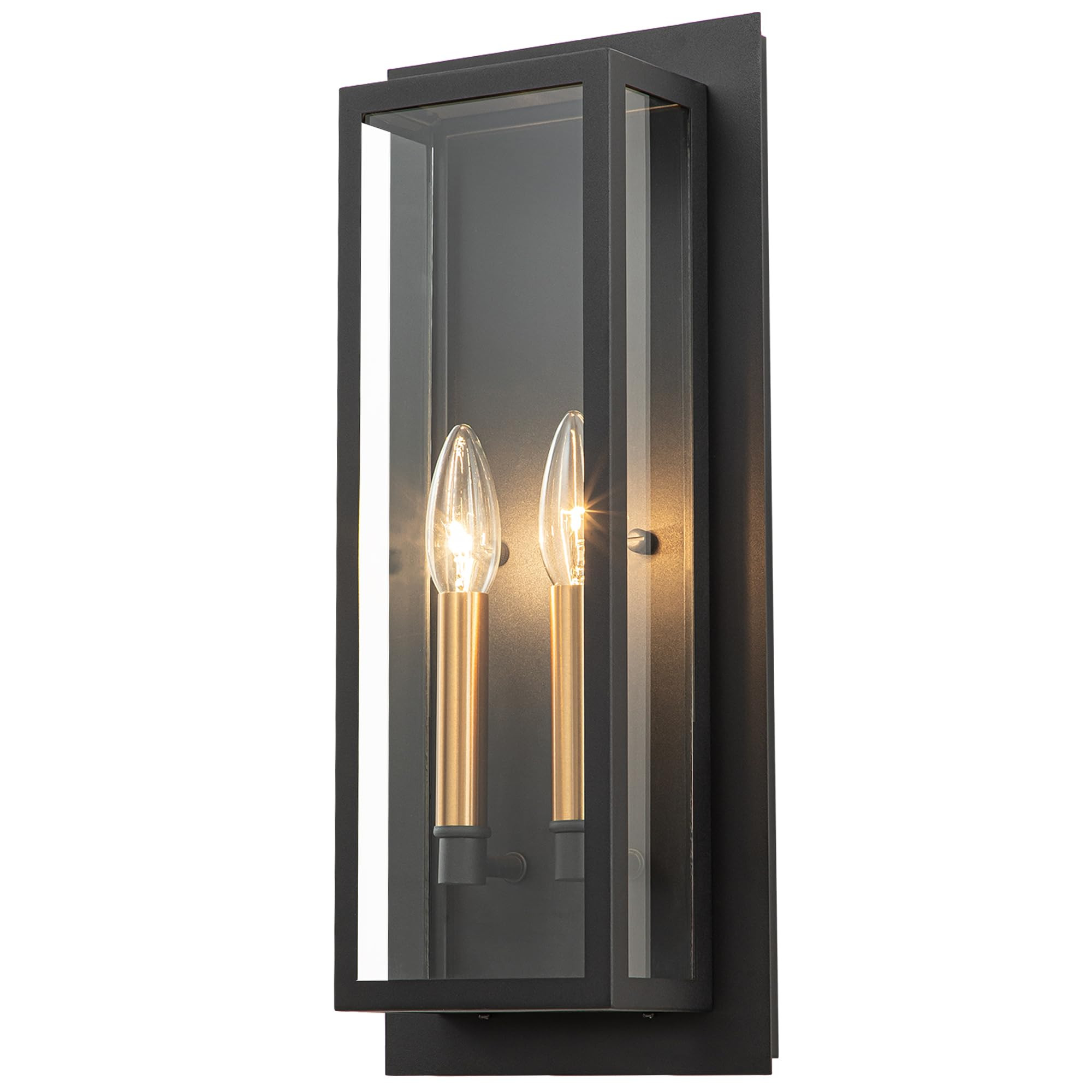 Outdoor Wall Light Fixture Exterior, Black Modern Porch Lights Wall Mount, 2-Light Outside Large ... | Amazon (US)