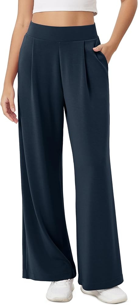 ODODOS Modal Soft Wide Leg Pants for Women High Waist Casual Relaxed Pants with Pockets-27/29"/ 3... | Amazon (US)