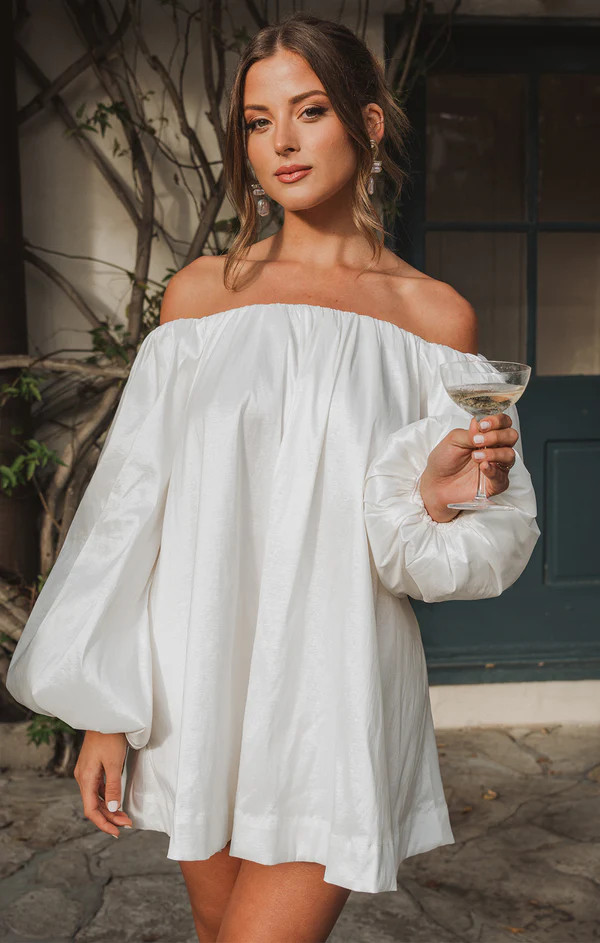 Brenna Mini Dress ~ White Taffeta | Show Me Your Mumu