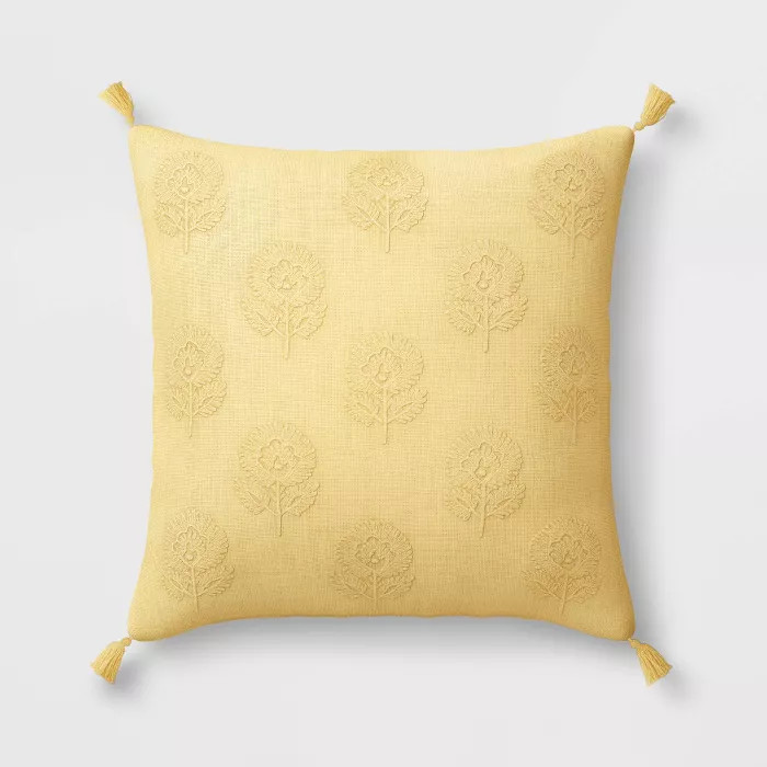 Embroidered Floral Throw Pillow with Tassels - Threshold™ | Target