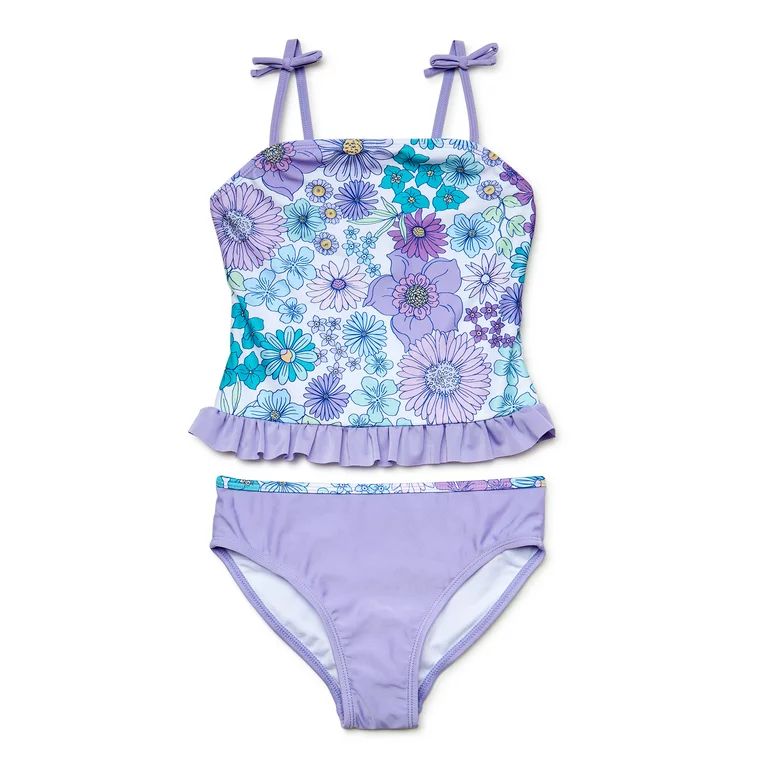 Wallflower Girls Floral Tankini Swimsuit with UPF 50, 2-Piece, Sizes 4-16 | Walmart (US)