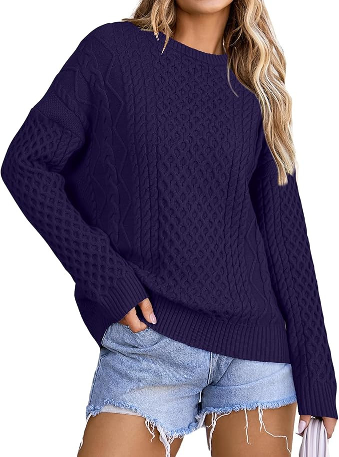 Arach&Cloz Women's Wool Blend Cable Knit Fall Winter Chunky Oversized Sweaters 2025 | Amazon (US)