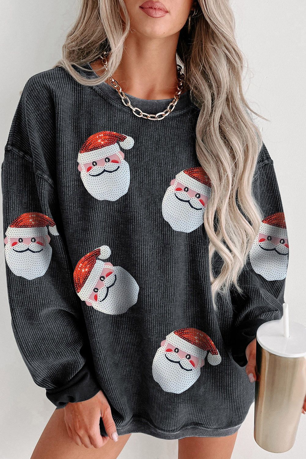 Santa Claus  Round Neck  Casual Pullover Sweatshirt | Evaless