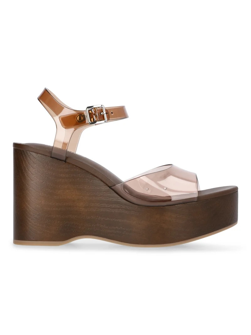 No Boundaries Women's Lucite Wedge Sandals | Walmart (US)