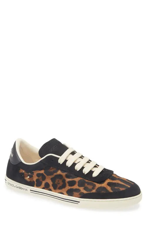 Dolce&Gabbana Saint Tropez Light Leopard Print Genuine Calf Hair Sneaker in Hk5Jf Leo F.naturale at Nordstrom, Size 38 | Nordstrom