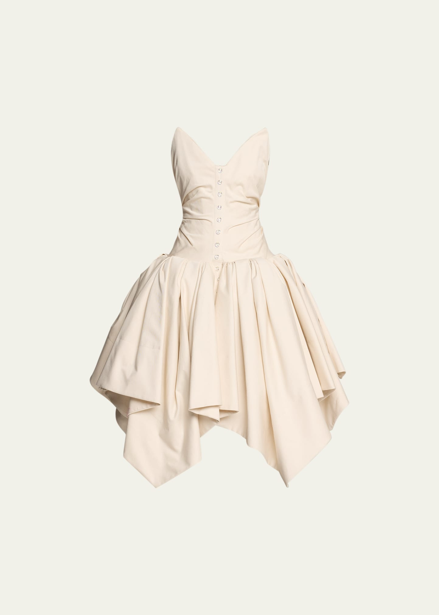 CHRISTOPHER JOHN ROGERS Strapless Ruched Handkerchief Midi Dress | Bergdorf Goodman