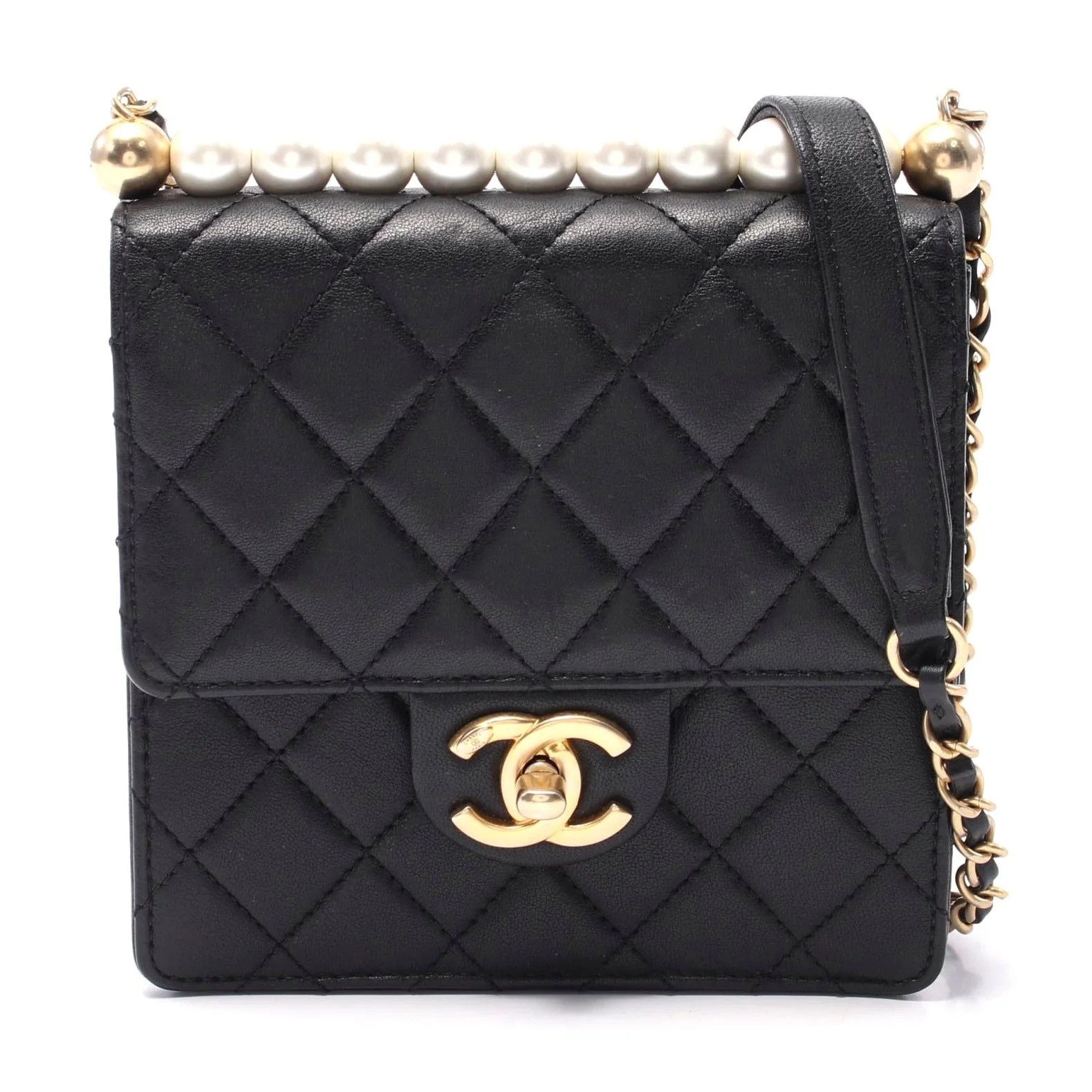 Chanel Matelasse Pearl Shoulder Bag Black | Shop Simon