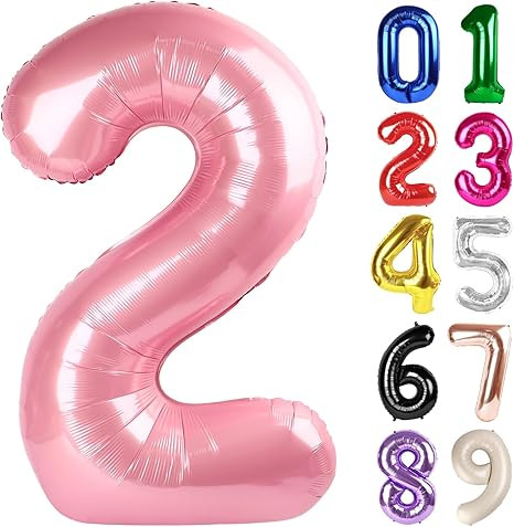 2 Balloon - Pearlescent Pink Birthday Number Balloons, 40 Inch Large Foil Balloons for Men Women ... | Amazon (US)