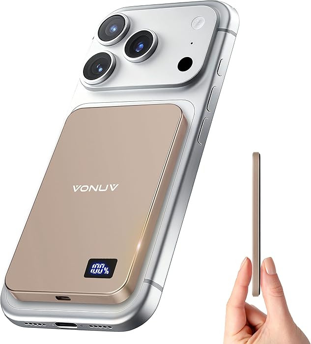 Magnetic Portable Charger 5000mAh, 15W Ultra Slim Wireless Portable Charger, Fast Charging for iP... | Amazon (US)