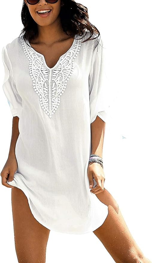 AILUNSNIKA Bikini Swimwear Cover Up for Women Loose Beach Tunic Dress | Amazon (US)