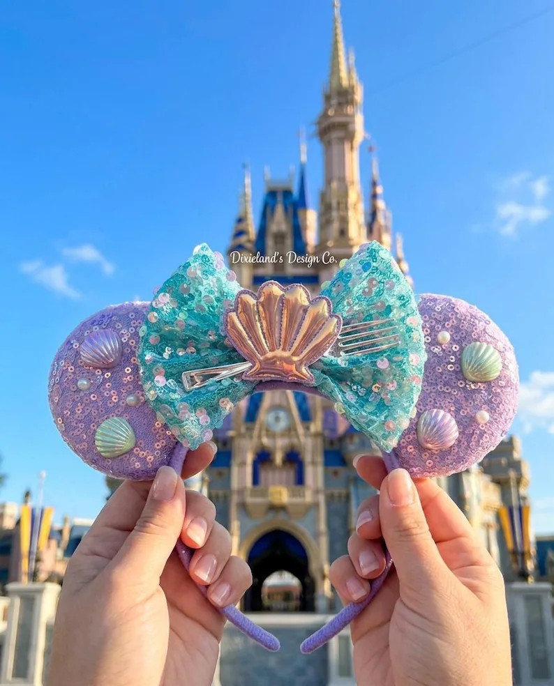Mermaid Ariel Little Magical Place Theme Park Mickey Headband Minnie Bow Mouse Ear Headband Hallo... | Etsy (Global)
