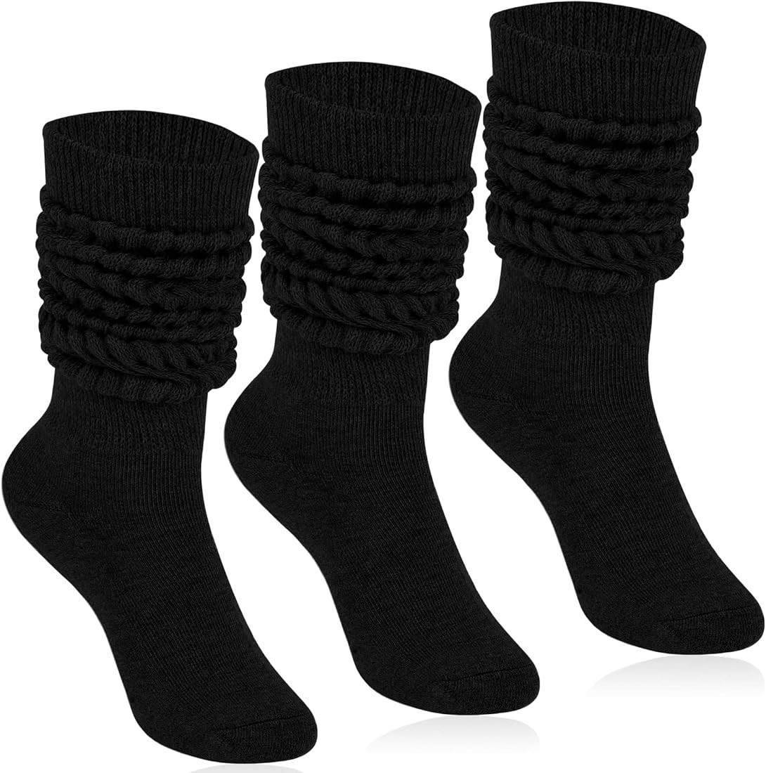 KEREDA Slouch Socks Women Knee High Scrunch Scrunchie Socks 3 Pairs Size 6-11 | Amazon (US)
