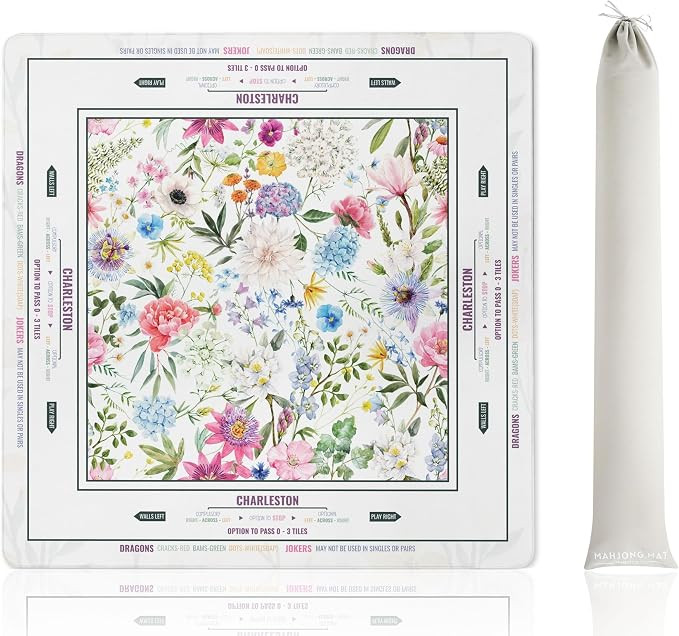 Mahjong Mat (33"x33") - Non-Slip Noise Reduction Gaming Mat for American Mahjong - Flower-Carnati... | Amazon (US)