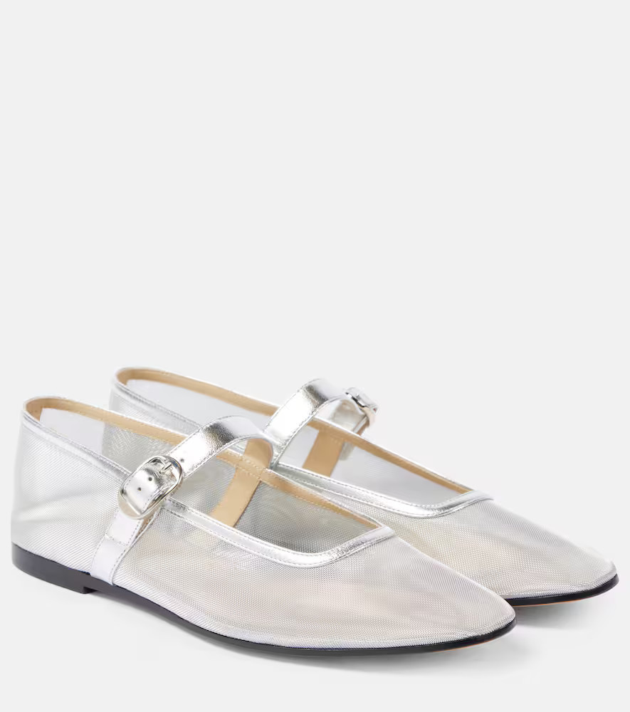 Le Monde Beryl Leather-trimmed mesh ballet flats | Mytheresa (UK)