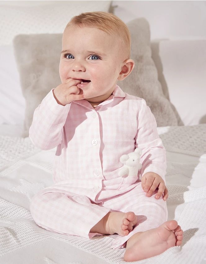 Pink Check Sleepsuit & Mouse Toy | The White Company (UK)