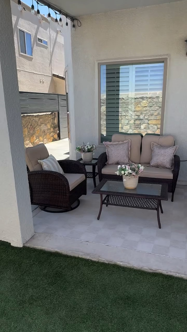 Another step closer to our backyard being complete! This furniture set from @patiowatcher_official is perfect for this smaller space and fits all of us comfortably! It’s comfortable, it’s cozy and all around perfect! I love that the chairs both swivel and glide! 

You can find the link in stories and bio

#patiofurniture #backyard #patiolife #outdoorfurniture #backyardliving