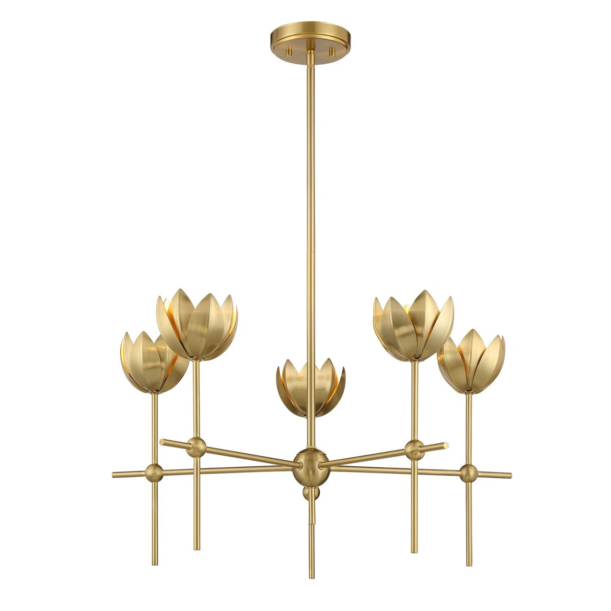 Wolfe 5 - Light Chandelier in Natural Brass | Wayfair North America