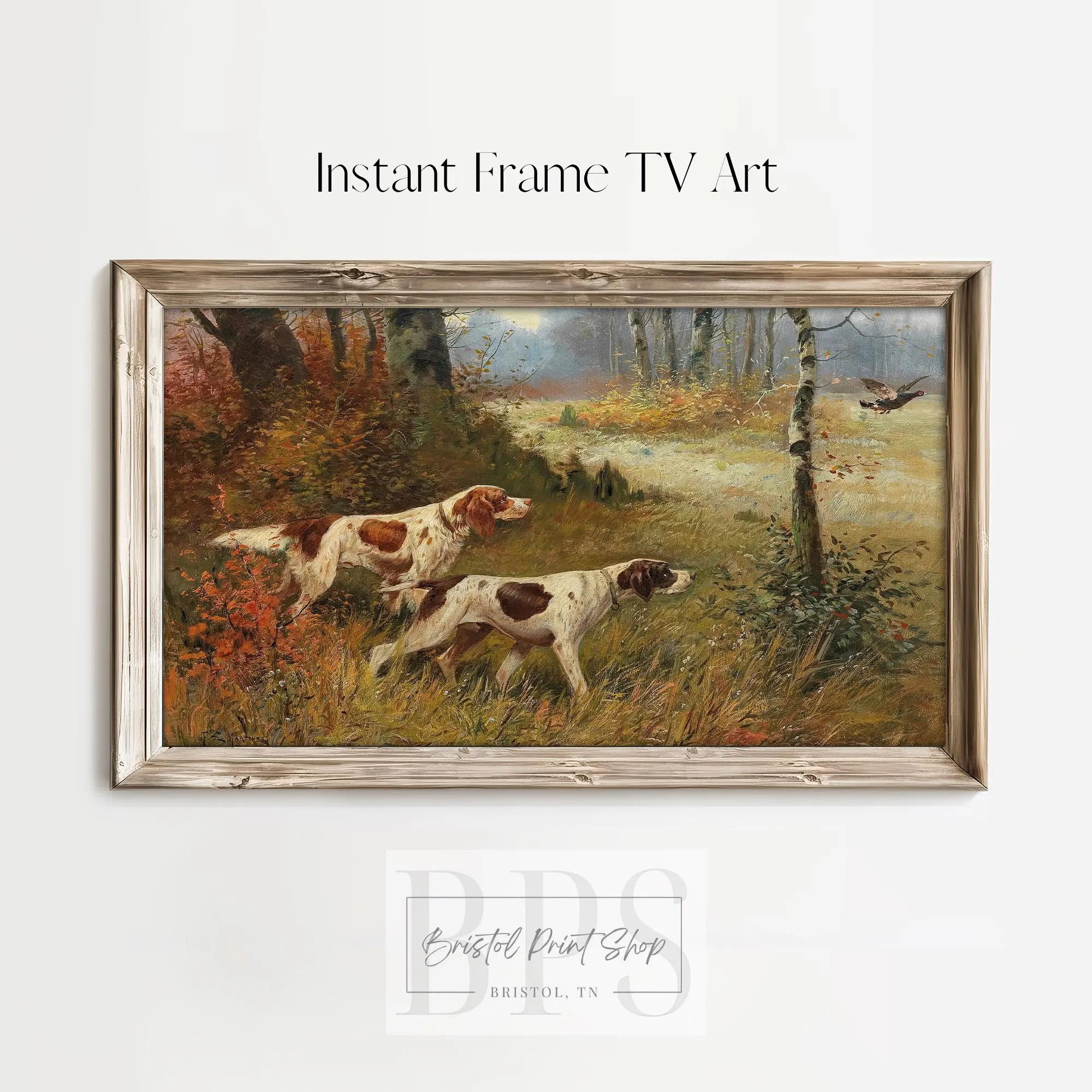Samsung Frame TV Art | Vintage Hunting Dog Art | Digital Antique Setter Wall Art | 19th Century Painting | Rustic Fall Hunting Decor | Etsy (Global)