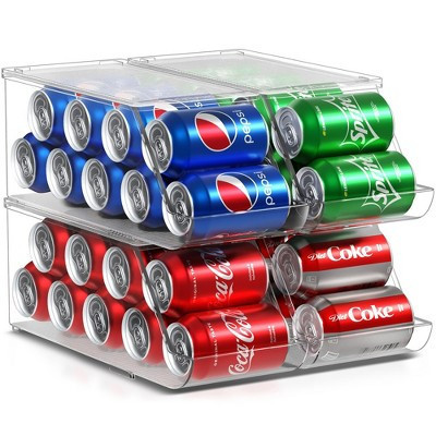 Sorbus 4-Pack Clear Plastic Soda Can Organizer with Lid - Holds 9 Cans Each | Target