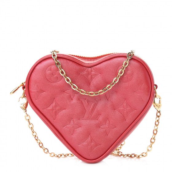 LOUIS VUITTON Lambskin Embossed Monogram Fall In Love Sac Coeur Heart Chain Bag Lipstick Red | FA... | Fashionphile