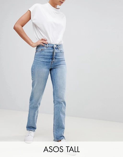 ASOS TALL RECYCLED FLORENCE AUTHENTIC Straight Leg Jeans In Spring Light Stone Wash | ASOS UK