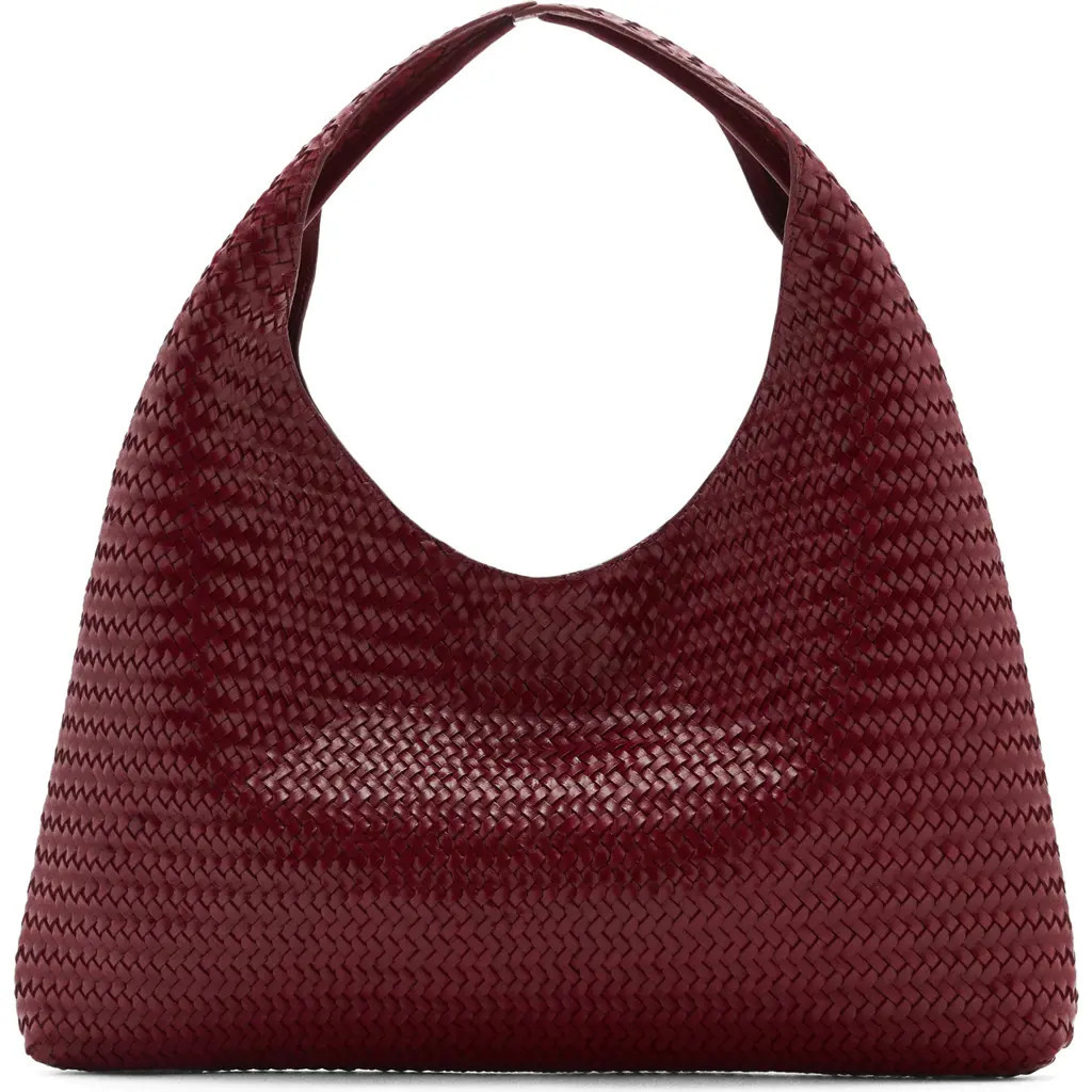 MANGO Braided Leather Shoulder Bag in Burgundy at Nordstrom | Nordstrom
