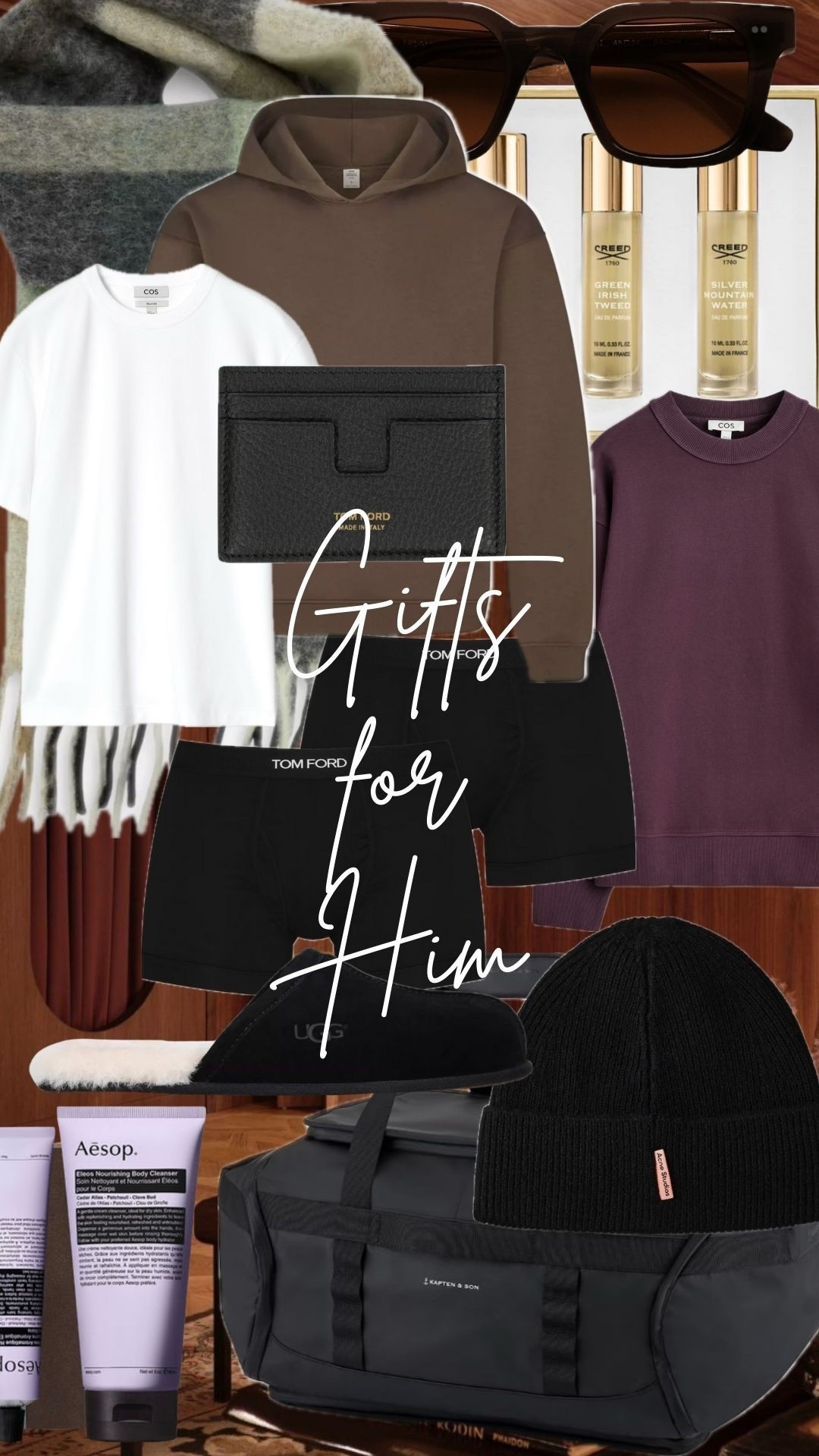 My husband is so hard to buy, no idea if that is all men or just mine, so thought I’d share some gifts I’d bought for him this Christmas and other things I know he loves in case you need any inspo

Men’s gift guide, stocking fillers for men, gifts for men, acne scarf, creed, card holder, sunglasses, wool hat