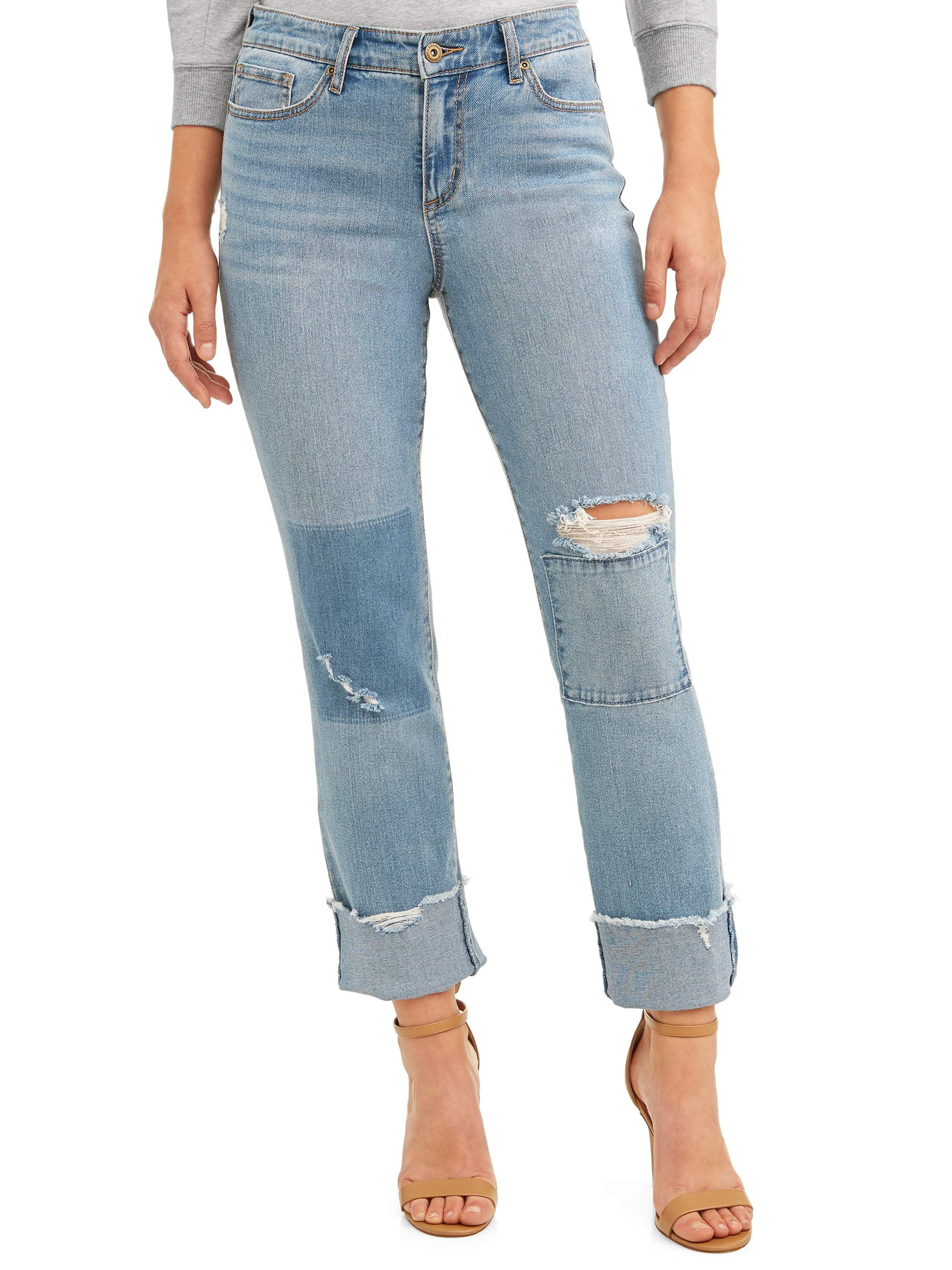 Sofia Jeans by Sofia Vergara - Sofia Jeans Veronica Destructed Cuffed Straight Leg High Waist Jea... | Walmart (US)