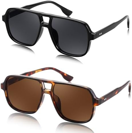 FEISEDY Gafas de sol estilo aviador cuadradas retro para mujeres y hombres, vintage de los 70, marco de plástico de moda, B2835 | Amazon (US)