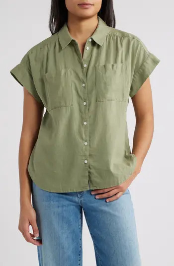 Caslon® Linen Blend Short Sleeve Button-Up Shirt | Nordstrom | Nordstrom