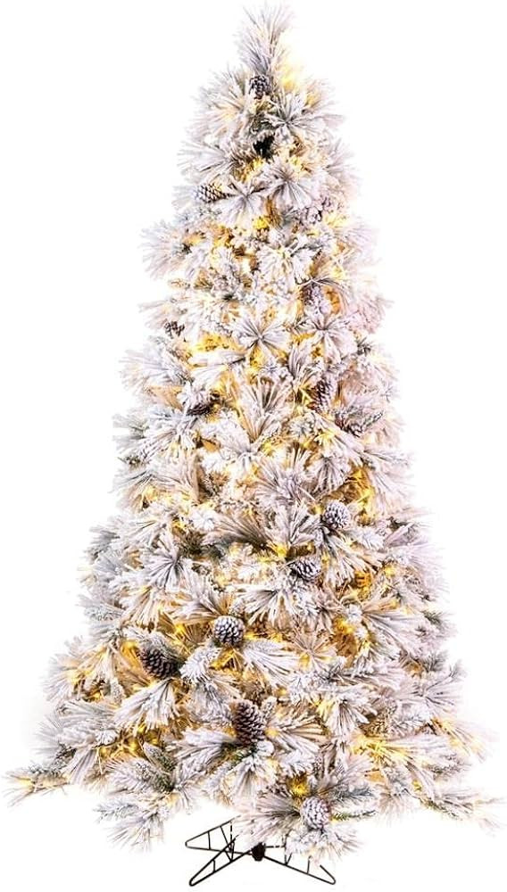 Vickerman 7.5' x 49" Flocked Atka Pine Artificial Christmas Tree, 3mm LED Color Changing Lights, ... | Amazon (US)