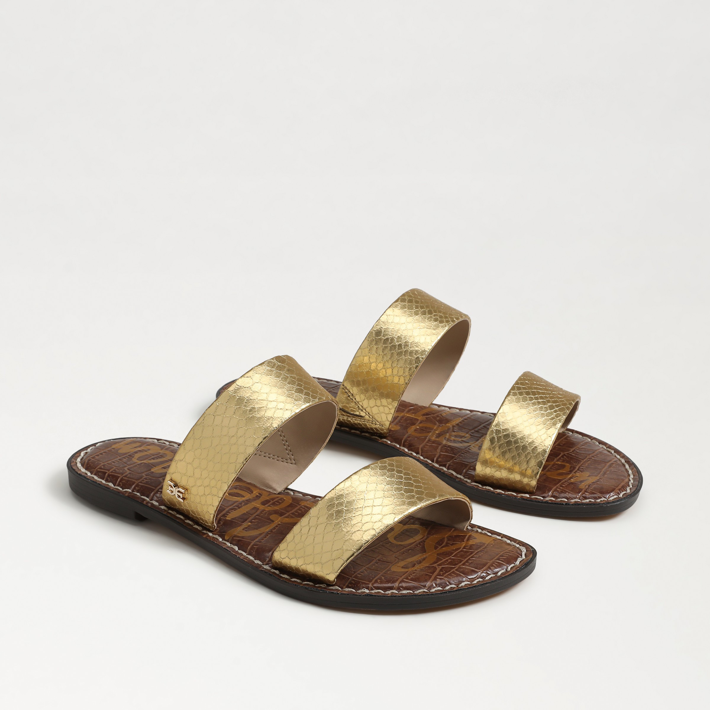 Sam Edelman Gala Double Strap Slide Sandal Gold Faux Leather 8.5 | Sam Edelman CA