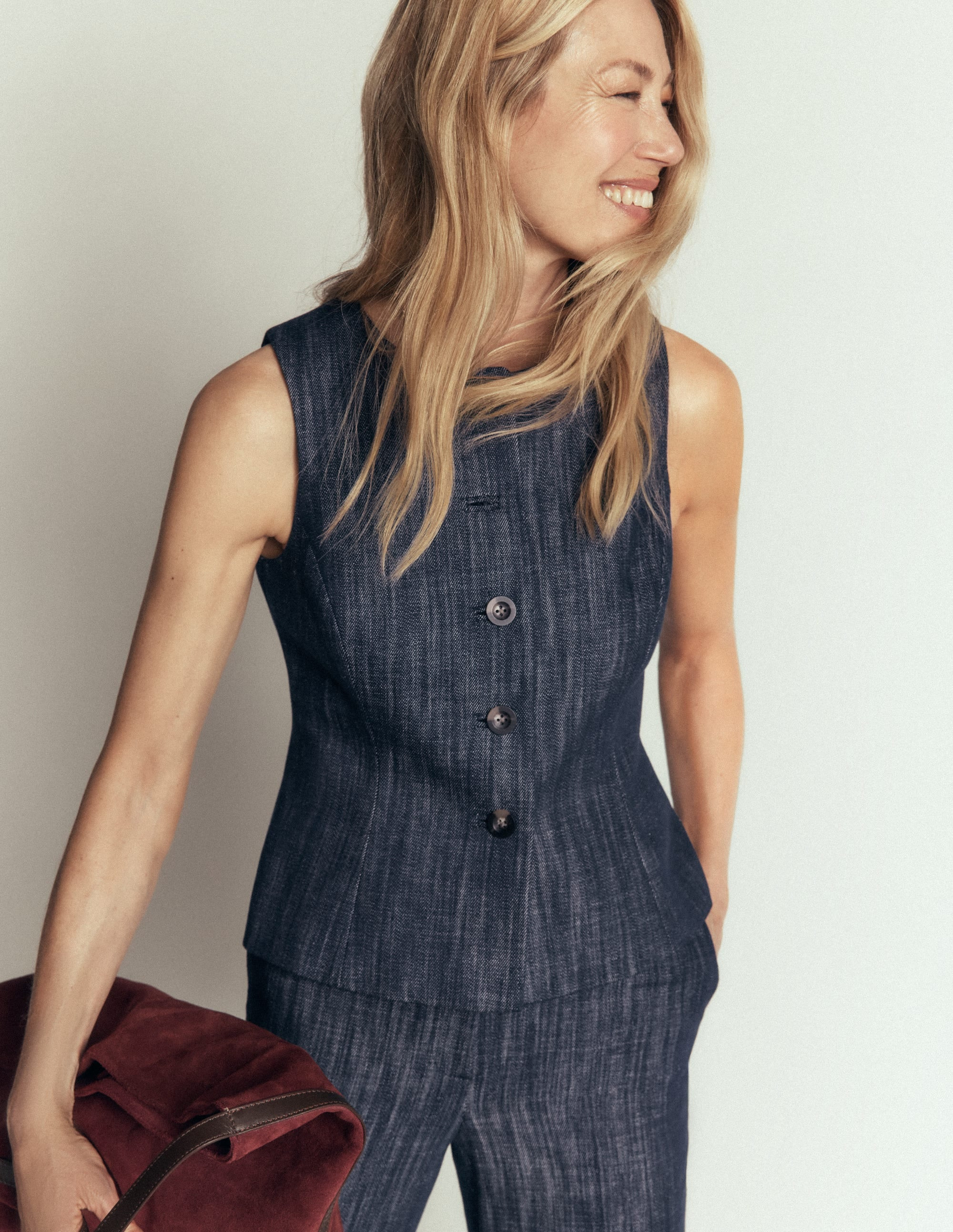 Twill-Weste mit Schößchen-Indigo | Boden DE