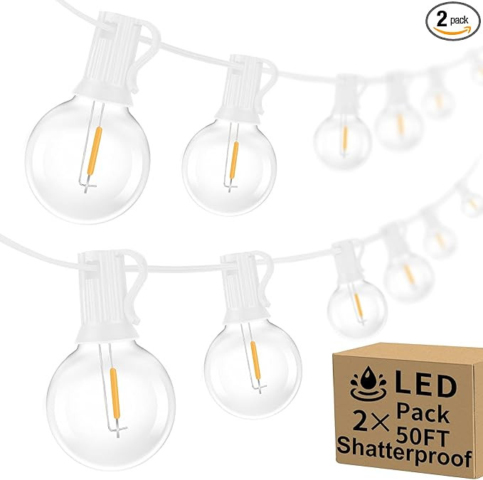 100ft Outdoor G40 LED Globe String Lights Dimmable Shatterproof Waterproof Light Strings with 52 ... | Amazon (US)