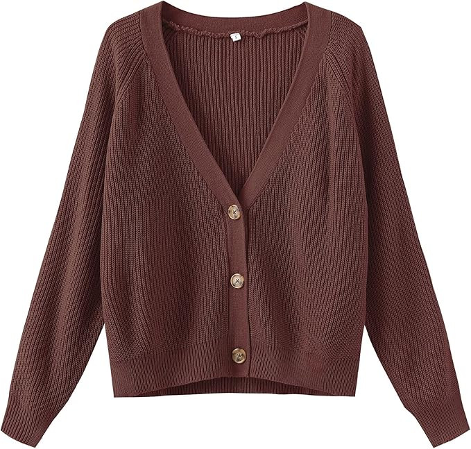 Women's Long Sleeve Knit Sweater Open Front Cardigan Button Loose Outerwear | Amazon (US)