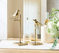 Brass Bird On Stand Object | Pottery Barn (US)
