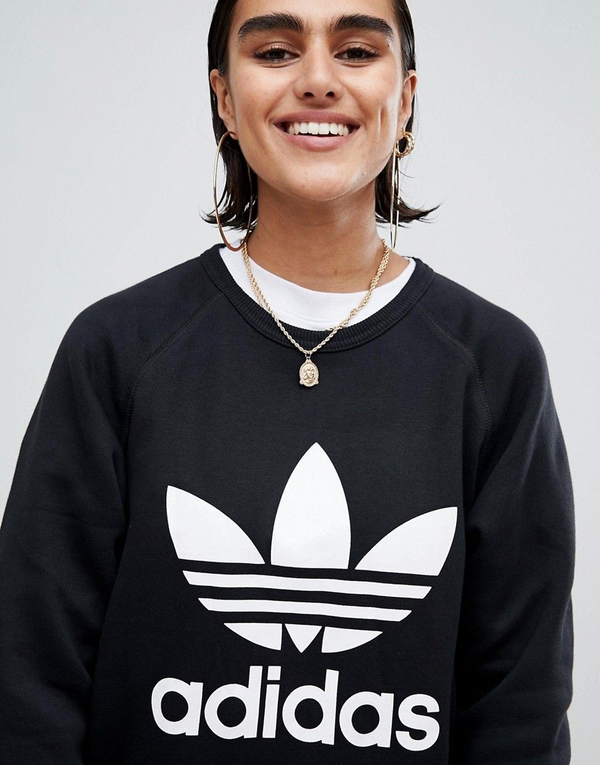 adidas Originals Black Trefoil Boyfriend Sweatshirt - Black | ASOS US