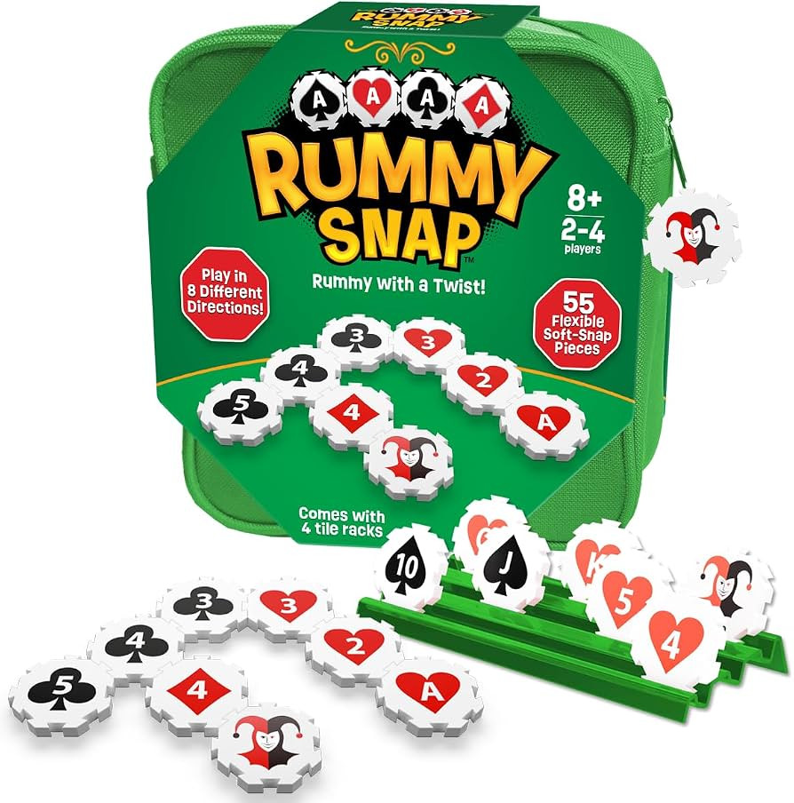 Rummy Strategy Game for Adults, Family, and Kids, Includes Full Size Snap Tiles, Racks, and Stora... | Amazon (US)
