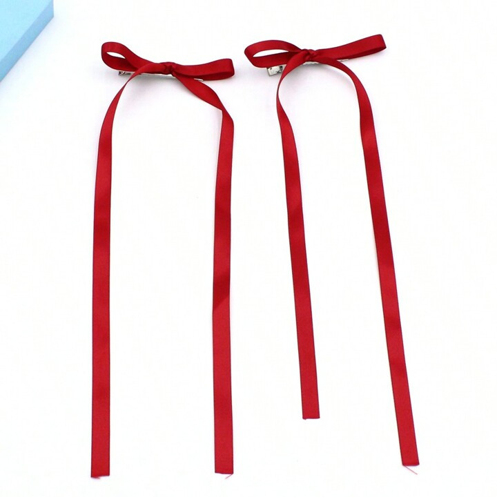 2PCS Hair Bows for Women, Black Tassel Ribbon Bowknot Hair Clips Barrettes for Girl with Small Lo... | SHEIN