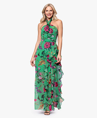 Petite Halter Neck Ball Gown Dress | Macy's