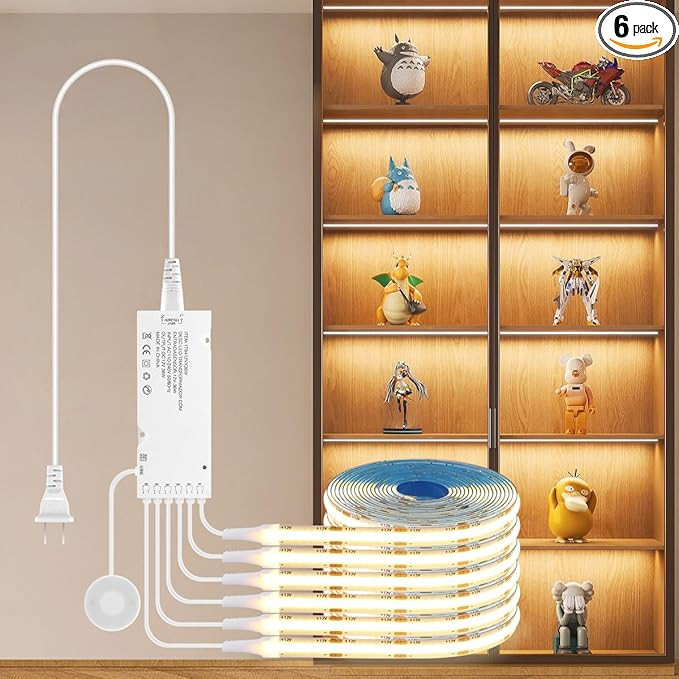 AIMENGTE Cabinet Light 12V COB LED Strip Lights, 6-in-1 Penetrable Touch Dimming, Suitable for Wi... | Amazon (US)