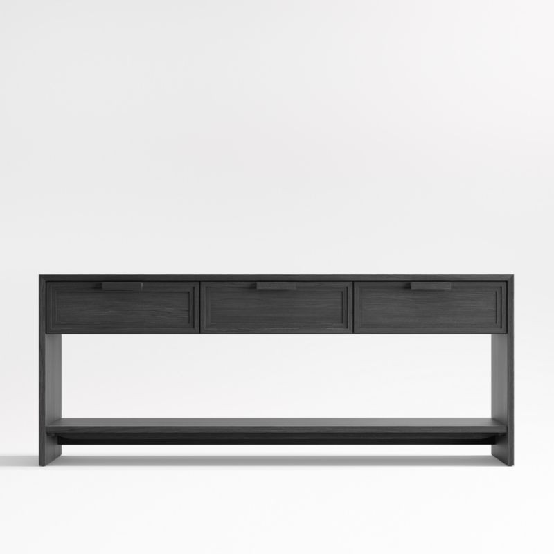 Calypso 72" Rectangular Black Wood Storage Console Table + Reviews | Crate & Barrel | Crate & Barrel