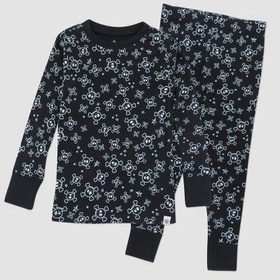 Honest Baby Toddler 2pc Halloween Skulls Organic Cotton Pajama Set - Black | Target