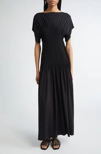 TOTEME Knife Pleated Cap Sleeve Jersey Maxi Dress | Nordstrom | Nordstrom
