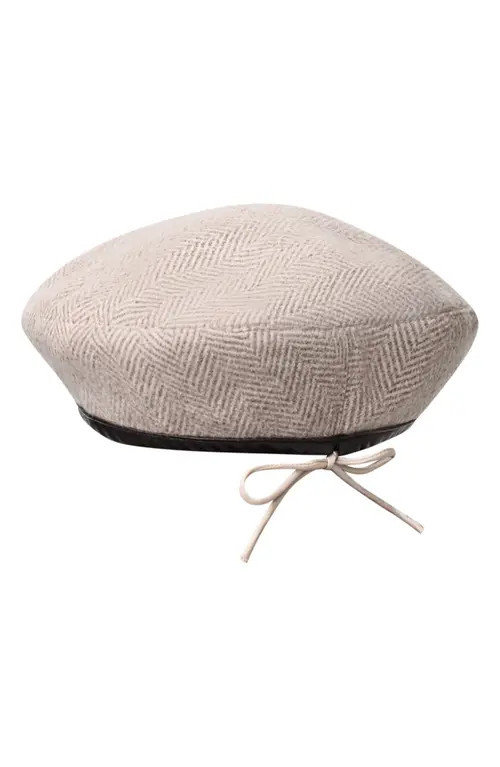 Naked Wardrobe Herringbone Beret in Taupe Chevron at Nordstrom | Nordstrom