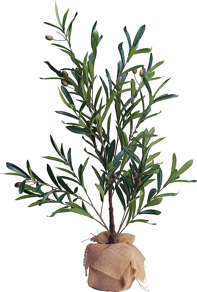 Elements Artifical Olive Tree with Burlap Covered Pot, Faux Tree, Olea Europaea, Fake Plant for I... | Amazon (US)