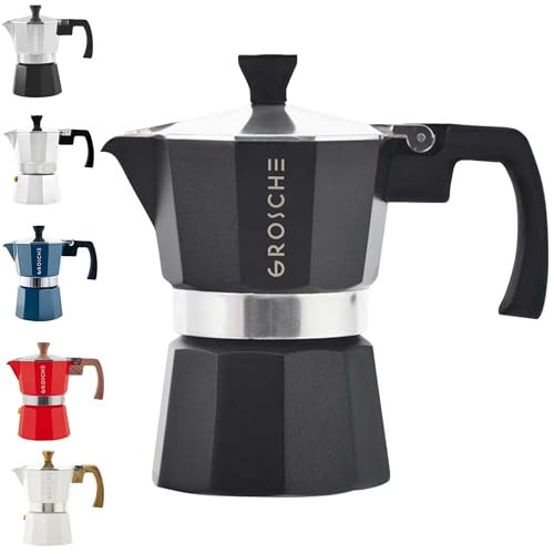 GROSCHE Milano Stovetop Espresso Maker Moka Pot 3 espresso Cup - 5 oz, Black - Cuban Coffee Maker Stove top coffee maker Moka Italian espresso greca coffee maker brewer percolator | Amazon (US)