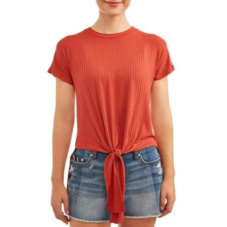Women's Front Tie Rib T-Shirt | Walmart (US)